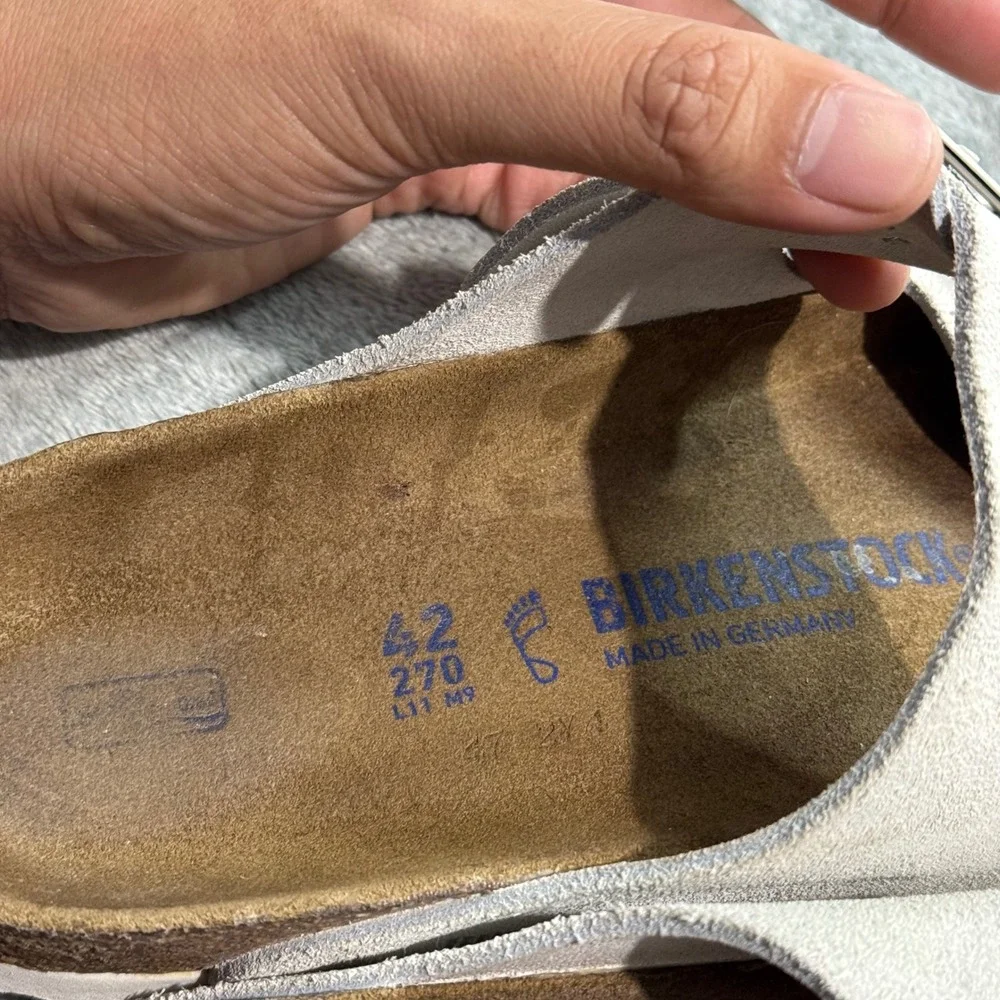 Birkenstock Arizona Suede Leather Sandals Bone White Mens 9 L11 M9 EU 42